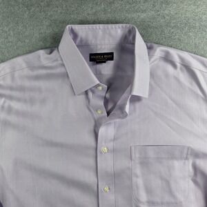 Wilkes & Riley Dress Shirt Mens 17 x 35 Lavender Supima Cotton Herringbone